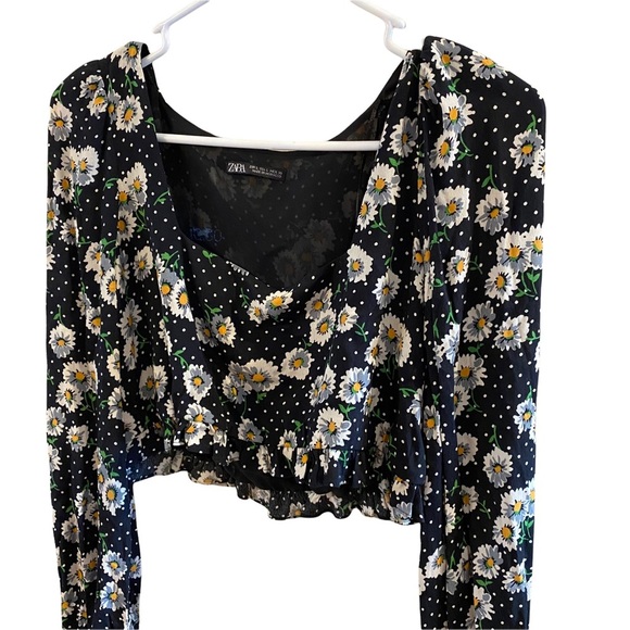 ZARA Daisy Floral Spotted Cropped Top - Picture 7 of 10
